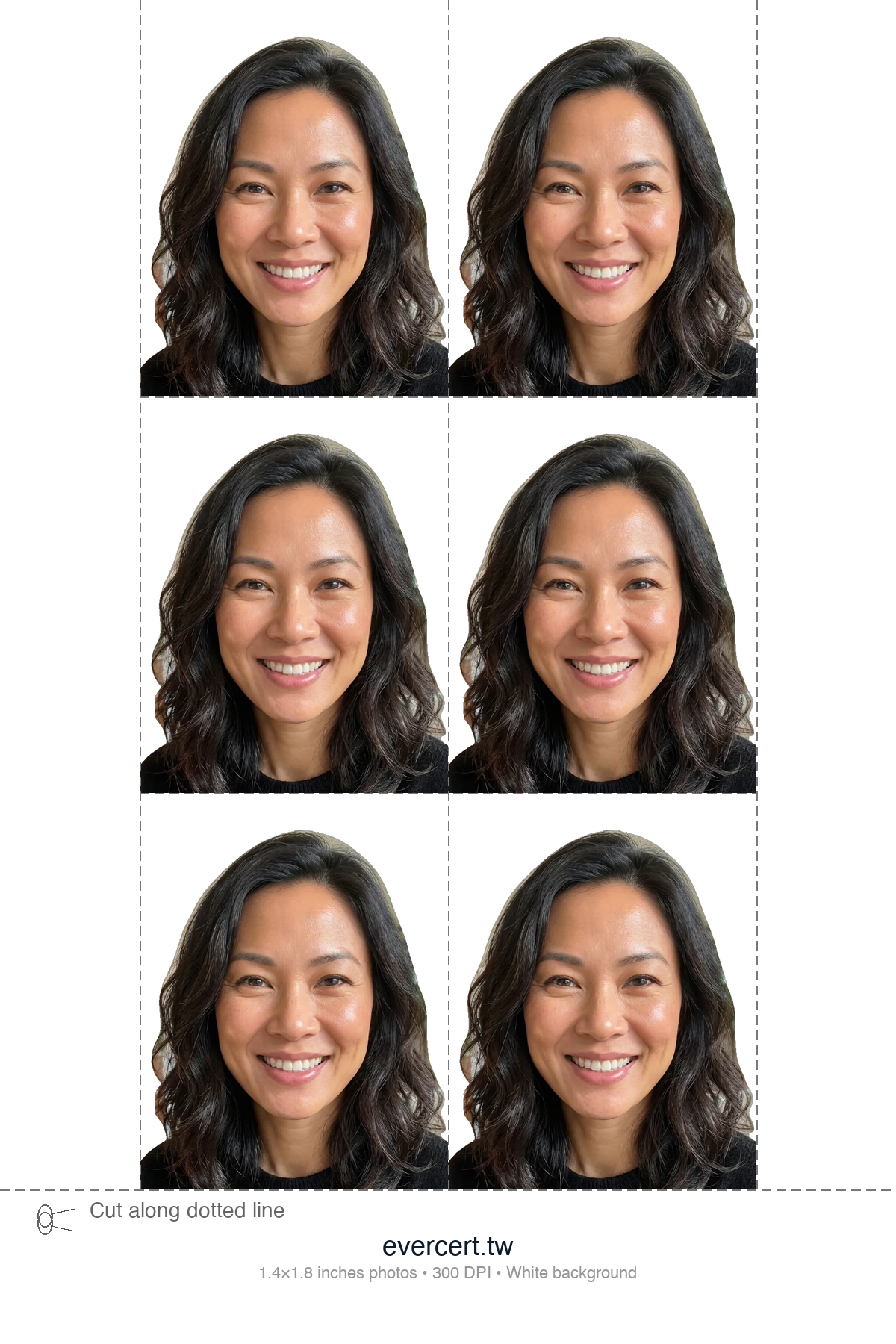 4×6 吋排版列印檔,含四張護照照片